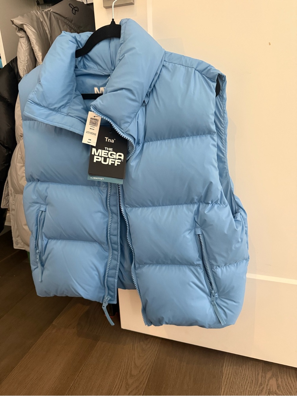 TNA Mega Puff Puffer Vest in Light Blue